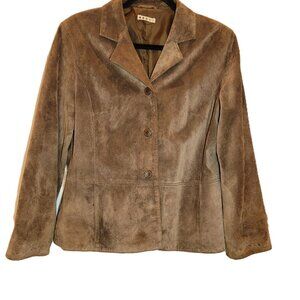 Five Diamonds Chocolate Suede Leather Jacket Sz Large
